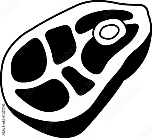 black and white icon of a piece of meat