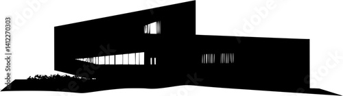 Silhouette of Contemporary style Museum design, Contemporary style Museum vector image