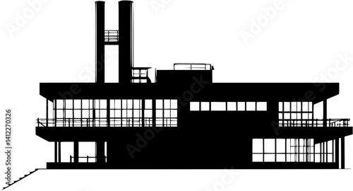 Silhouette of Contemporary style Research facility design, Contemporary style Research facility vector image