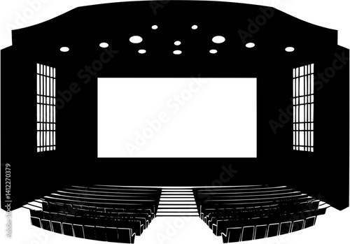 Silhouette of Contemporary style Theater design, Contemporary style Theater vector image