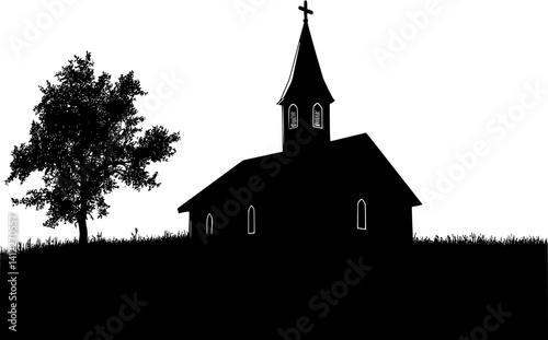 Silhouette of Craftsman style Church design, Craftsman style Church vector image