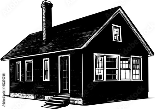 Silhouette of Craftsman style Schoolhouse design, Craftsman style Schoolhouse vector image