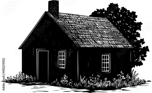 Silhouette of Farmhouse style Sugar shack design, Farmhouse style Sugar shack vector image