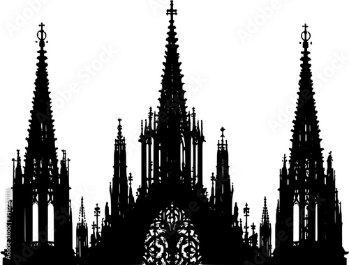 Silhouette of Gothic style Tower design, Gothic style Tower vector image