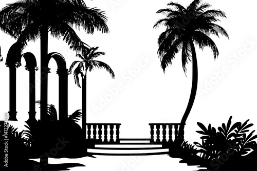 Silhouette of Mediterranean style Inn design, Mediterranean style Inn vector image