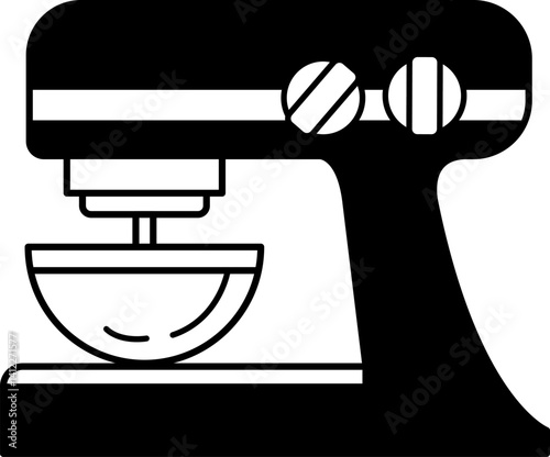 black and white icon of bakery dough mixer machine