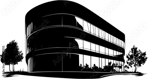 Silhouette of Modern style Corporate headquarters design, Modern style Corporate headquarters vector image