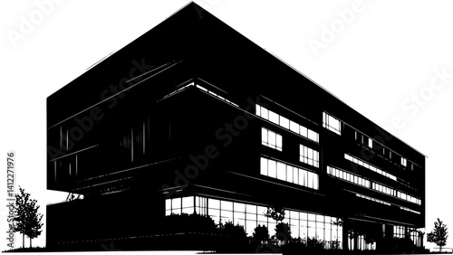 Silhouette of Modern style Medical center design, Modern style Medical center vector image