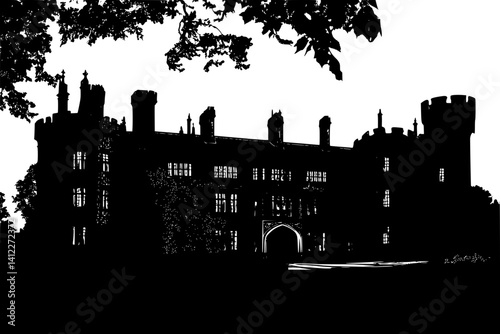 Silhouette of Tudor style Council house design, Tudor style Council house vector image
