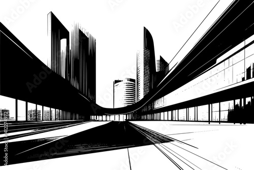 Silhouette of Contemporary style Convention center design, Contemporary style Convention center vector illustration