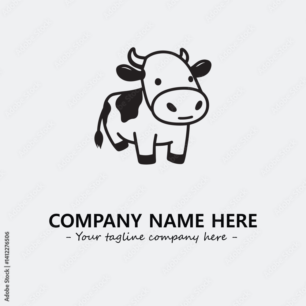 Cow illustration black and white for logo company vector image
