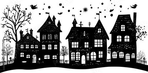 Silhouette of Tudor style Bakery design, Tudor style Bakery vector illustration