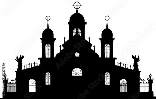 Silhouette of Victorian style Church design, Victorian style Church vector illustration