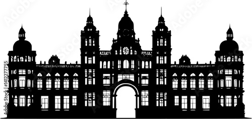 Silhouette of Victorian style School design, Victorian style School vector illustration