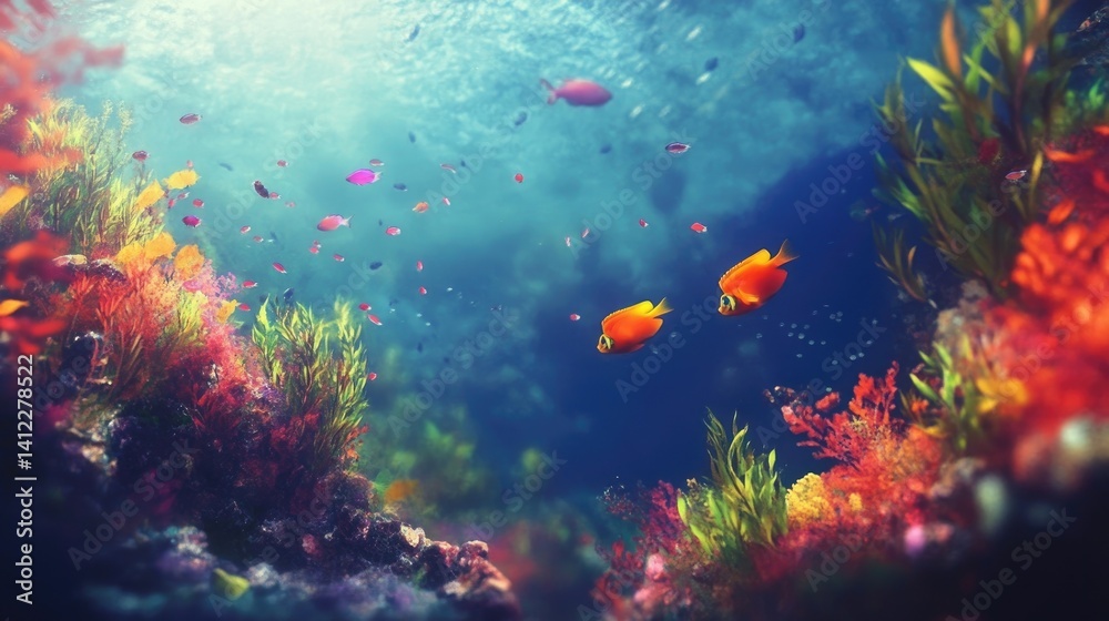 Fototapeta premium A slow motion abstract underwater scene in the ocean