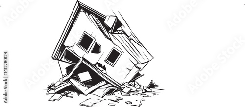 collapsed house