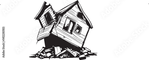 collapsed house