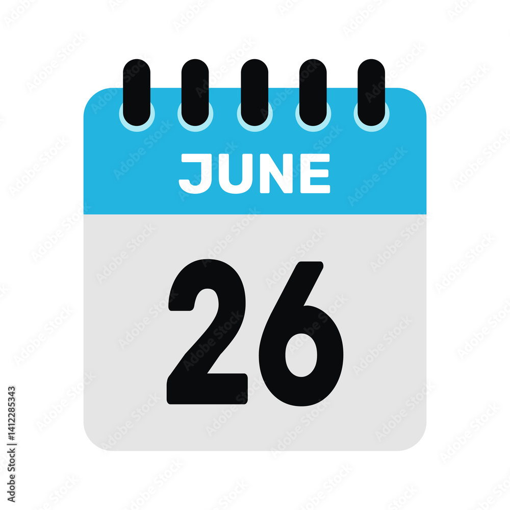june 26 calendar icon Vector page month design june 26 calendar icon Vector page month design