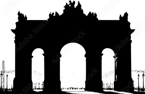 Silhouette of Baroque style Triumphal arch design, Baroque style Triumphal arch illustration art