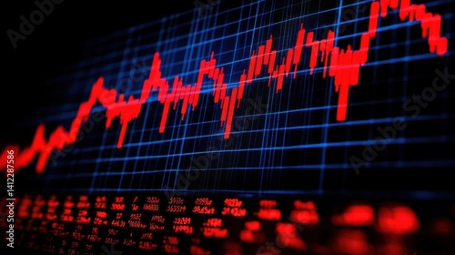 Navigating the turbulent red line graph illustrating market fluctuation and dynamics