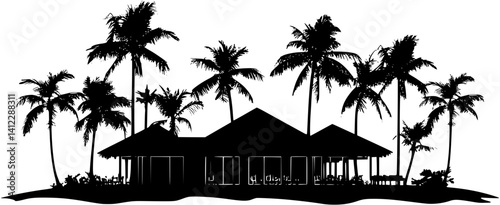 Silhouette of Modern style Resort design, Modern style Resort illustration art