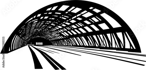 Silhouette of Modern style Transit hub design, Modern style Transit hub illustration art