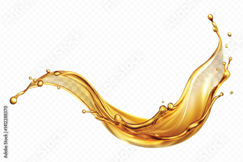 realistic 3d engine oil wave splashing  in the air cut out isolated on white background