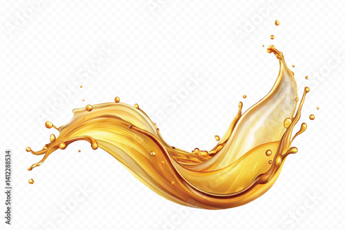 realistic 3d engine oil wave splashing  in the air cut out isolated on white background