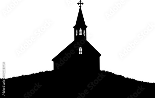 Silhouette of Victorian style Church design, Victorian style Church illustration art