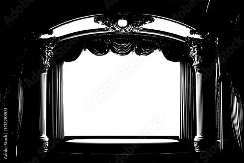 Silhouette of Victorian style Cinema design, Victorian style Cinema illustration art