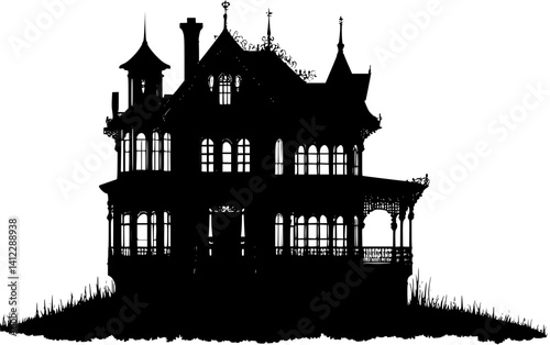 Silhouette of Victorian style Museum design, Victorian style Museum illustration art