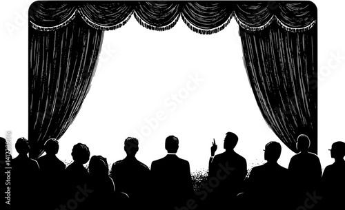Silhouette of Victorian style Theater design, Victorian style Theater illustration art