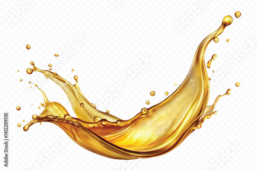 realistic 3d engine oil wave splashing  in the air cut out isolated on white background