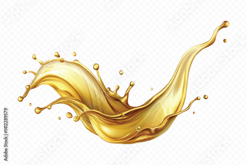 realistic 3d engine oil wave splashing  in the air cut out isolated on white background