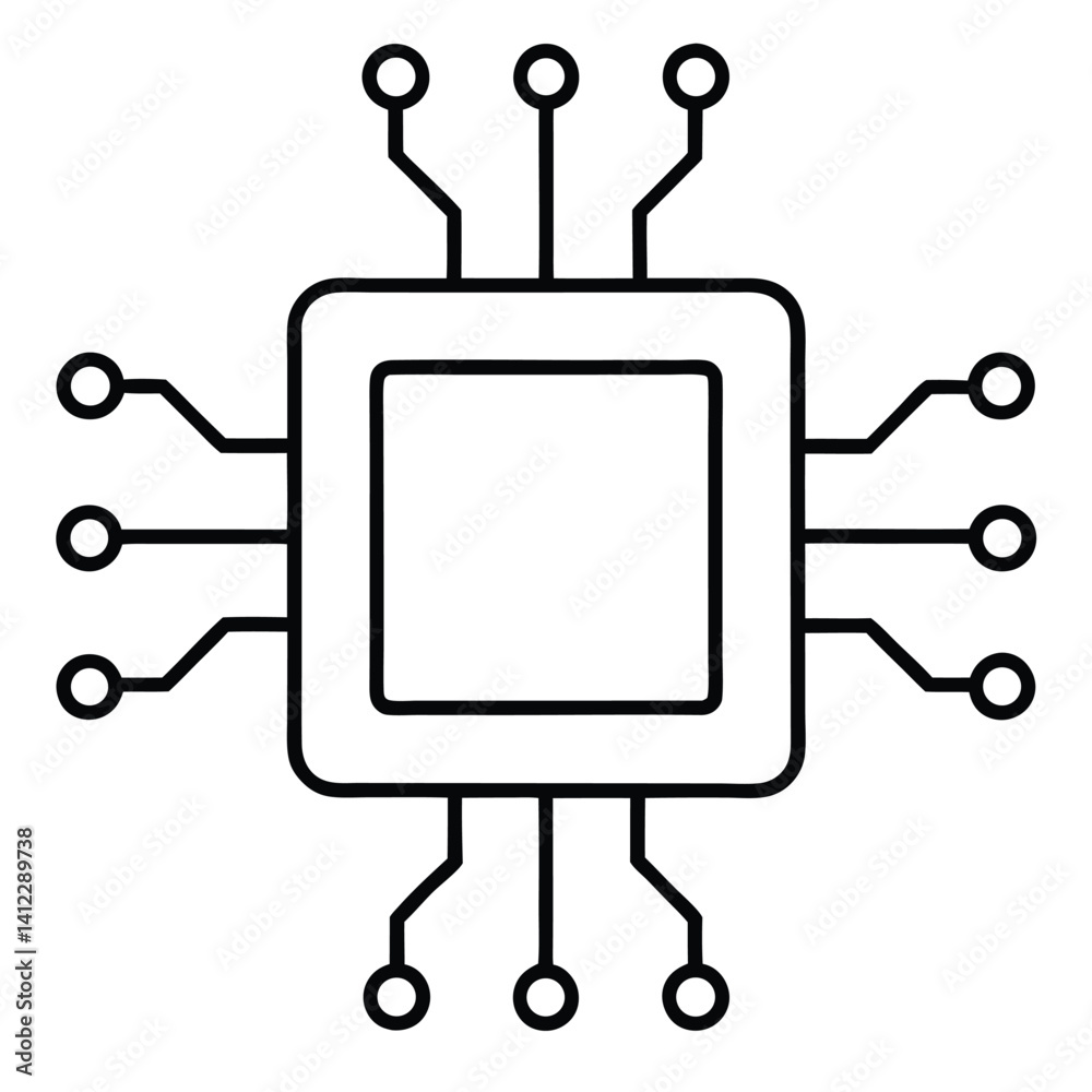 Computer chip isolated on a white background