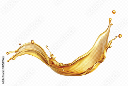 realistic 3d engine oil wave splashing  in the air cut out isolated on white background
