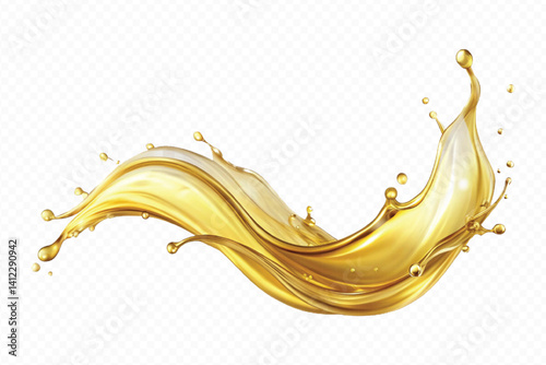 realistic 3d engine oil wave splashing  in the air cut out isolated on white background