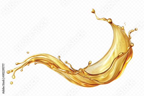 realistic 3d engine oil wave splashing  in the air cut out isolated on white background