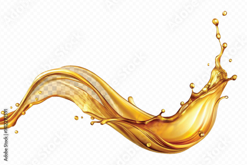realistic 3d engine oil wave splashing  in the air cut out isolated on white background