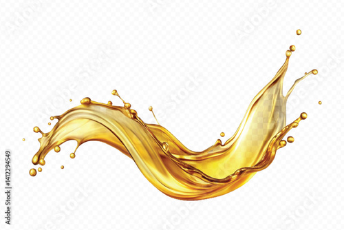 realistic 3d engine oil wave splashing  in the air cut out isolated on white background