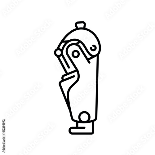 pneumatic prosthesis black line icon for digital and print projects.