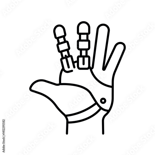 Functional prosthesis black line icon for digital and print projects.