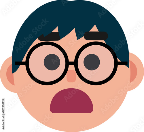 A man wearing glasses, shocked