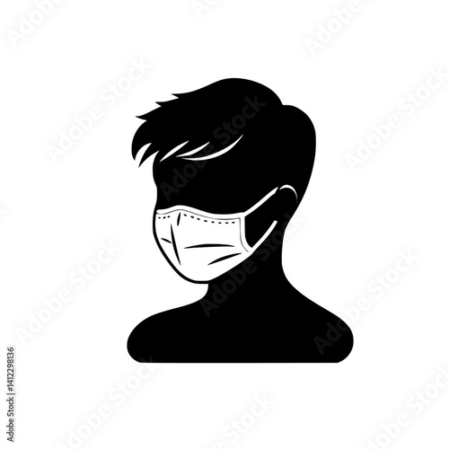 Silhouette of a Young Man Wearing a Face Mask