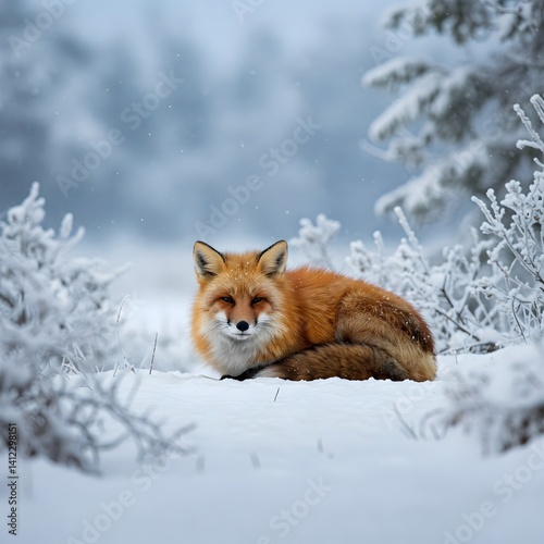red fox in the snow