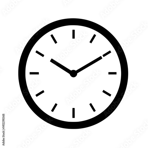Simple Black Clock Icon with Minimalist Design on Transparent Background