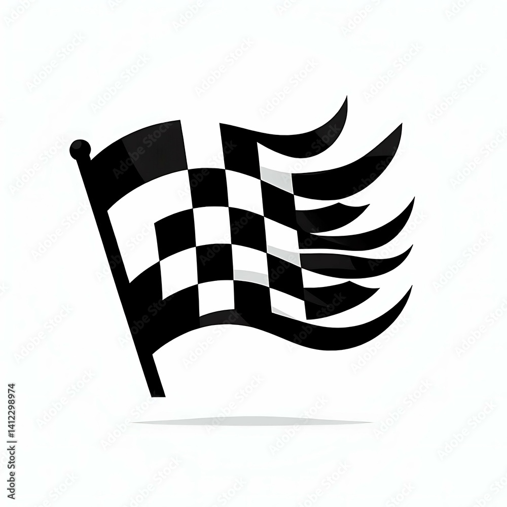 Fototapeta premium Waving Checkered Finish Flag Illustration suitable for editorial use