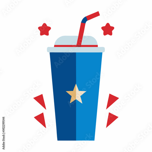Soda cup with straw   vector 4th of July