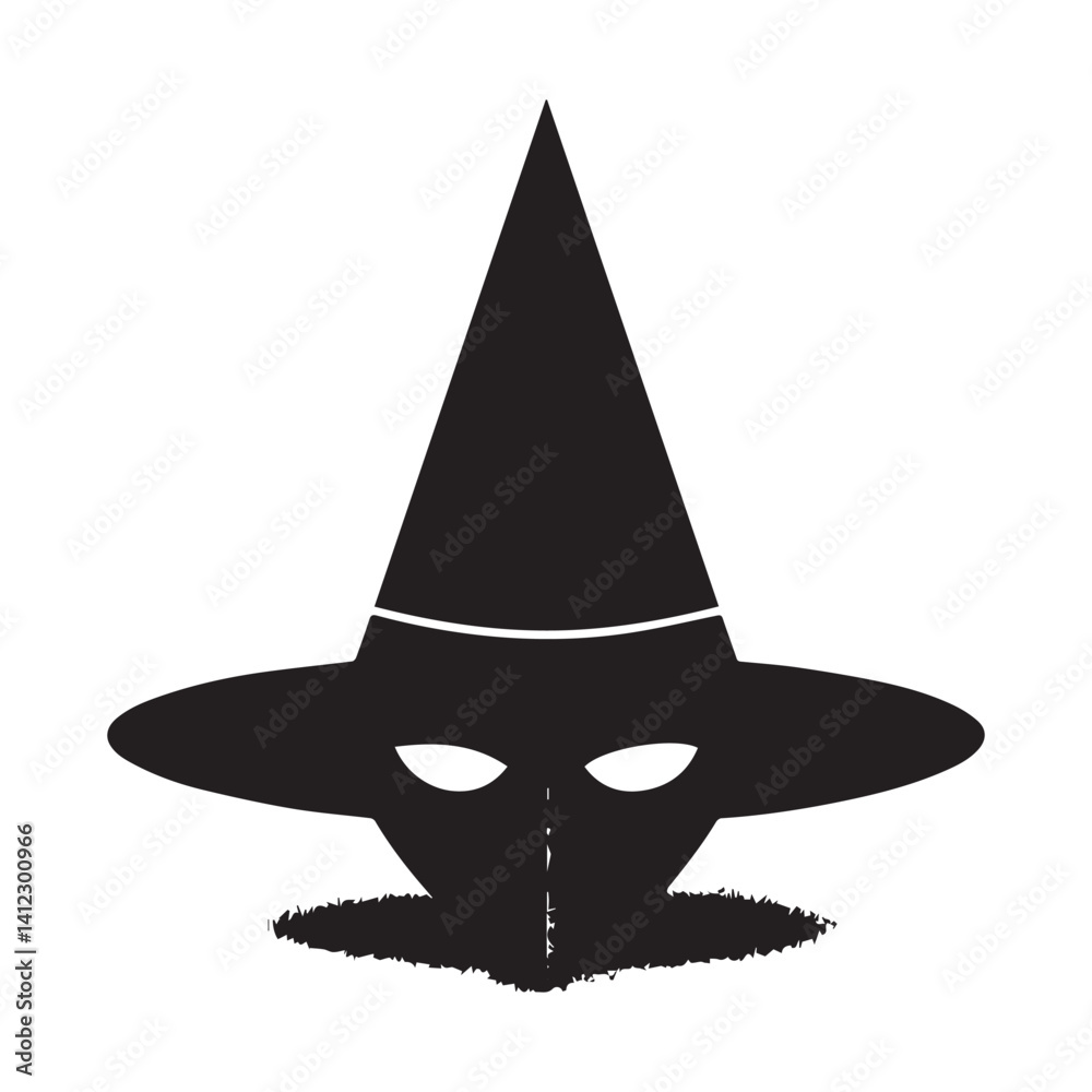 Fototapeta premium A simple, minimalistic black and white illustration of a mask and a hat.
