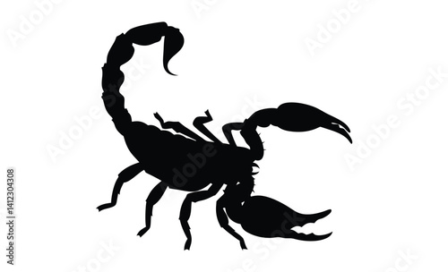 Scorpion silhouette vector, Walking scorpion icon, Insect illustration, Scorpion on white background